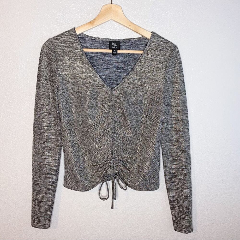 Becca Tilley x Bar III Metallic Gold Long Sleeve Top
